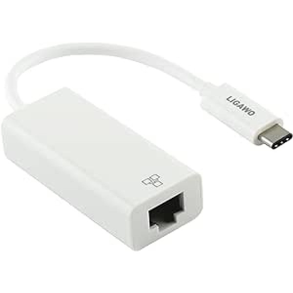 Ligawo 6518944 USB 3.1 Typ C Stecker zu RJ45 Gigabit Ethernet LAN Netzwerk ( Adapter ) | Win 10 / Mac OS ab 10.2 / Linux / Google Chrome OS | - weiß