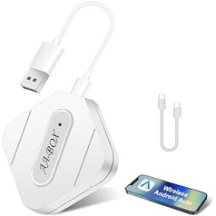 podofo bezvadu Android automašīnas adapteris, pārnēsājams Android bezvadu automašīnas sargspraudnis oriģinālajām vadu USB Android automašīnu automašīnām, pārveido no vadu uz bezvadu automašīnas Plug & Play, balts