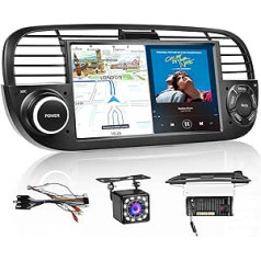 Hikity 7 collu Android 10.0 automašīnas radio ar Navi/WiFi/RDS/FM tālrunim Fiat 500 (2007-2015), 1024P HD skārienekrāna automašīnas radio ar brīvroku zvanu/atpakaļkameru/BT/USB/spoguļa saiti + Canbus