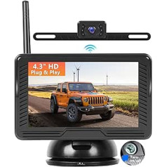 Podofo Wireless Rückfahrkamera Auto ar monitoru komplektu ar 4,3 collu IPS Rückansicht Bildschirm bijaserdichte Rückfahrkamera Autoladegerät für Truck Bus RV Baggger Anhänger