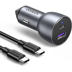 UGREEN USB C automašīnas lādētājs 52,5 W 30 W + 22,5 W cigarešu šķiltavas USB C automašīnas lādētājs USB C 12 V automašīnas lādētājs saderīgs ar iPhone 15, 15 Plus, 15 Pro, 15 Pro Max, 14 Pro, Pro Max, Galaxy S22, S21 utt. .