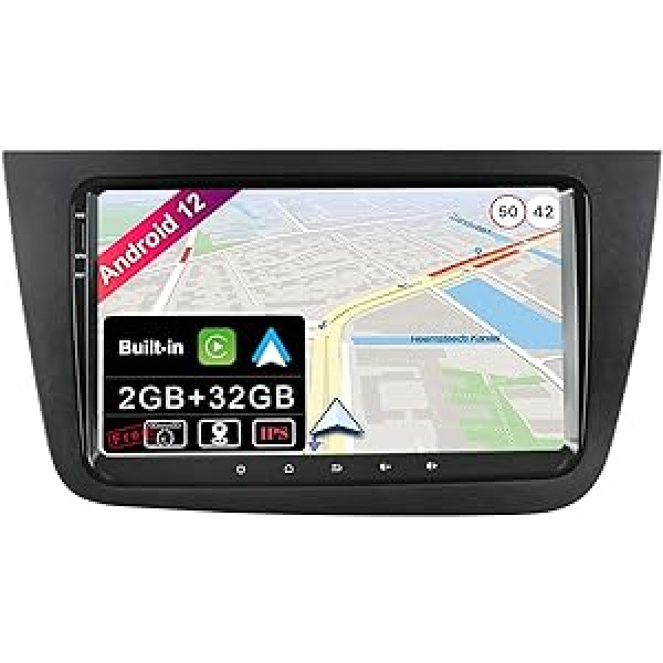 JOYX Android 12 automašīnas radio, kas piemērots Seat Altea (2004-2015) / Toledo (2004-2009) - bez atpakaļgaitas kameras - [2G + 32G] - 9 collas 2 DIN - atbalsta DAB stūres vadību 4G WiFi BT Carplay Android