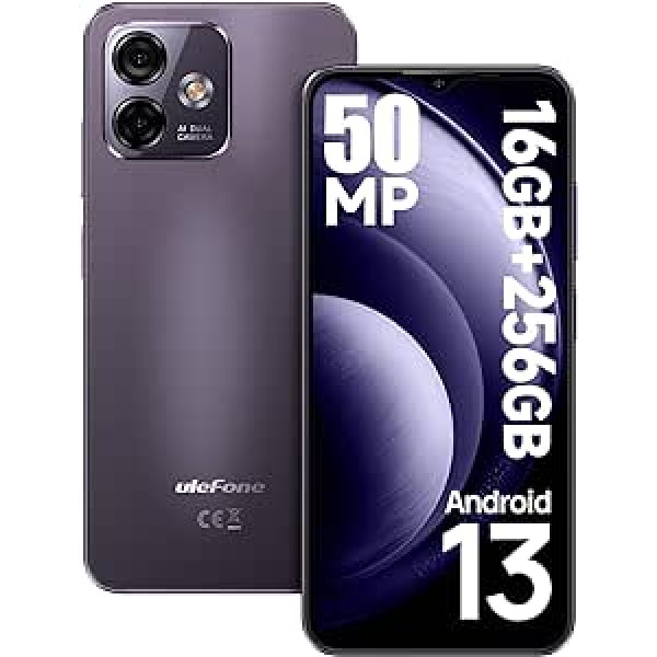 Ulefone Note 16 Pro mobilais tālrunis bez līguma 256 GB, 50 MP + 8 MP kamera 16 GB RAM Octa Core Android 13 viedtālrunis 6,52 collu 4400 mAh 4G divu SIM kartu Simlock bezmaksas tālruņa pirkstu nospiedumu sejas ID GPS OTG 2 gadi