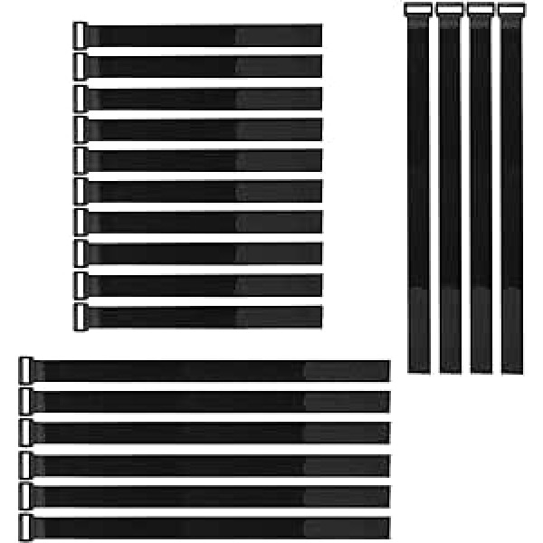 SHULLIN Iepakojumā 10 20 cm, 10 gabali, 30 cm cilpu stiprinājuma siksnas, regulējamas Velcro siksnas, cilpas siksnas, atkārtoti lietojamas elastīgas piesienamās siksnas, stiprinājuma kabeļu siksnas pagarinātājam, pagrabs