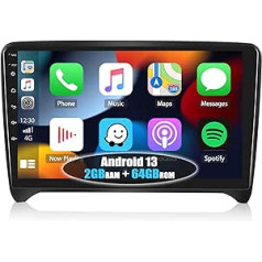 CAMECHO 2GB + 64GB Android 13 auto radio priekš Audi TT 2006-2012 ar CarPlay Android Car HiFi 9 collu 1080P HD skārienekrānu ar GPS WiFi Bluetooth/FM/RDS/EQ+AHD atpakaļgaitas kameru