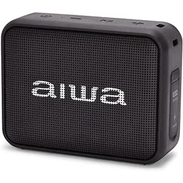 Aiwa BS-200BK True Wireless Stereo ūdensizturīgs pārnēsājams bezvadu Bluetooth skaļrunis — melns