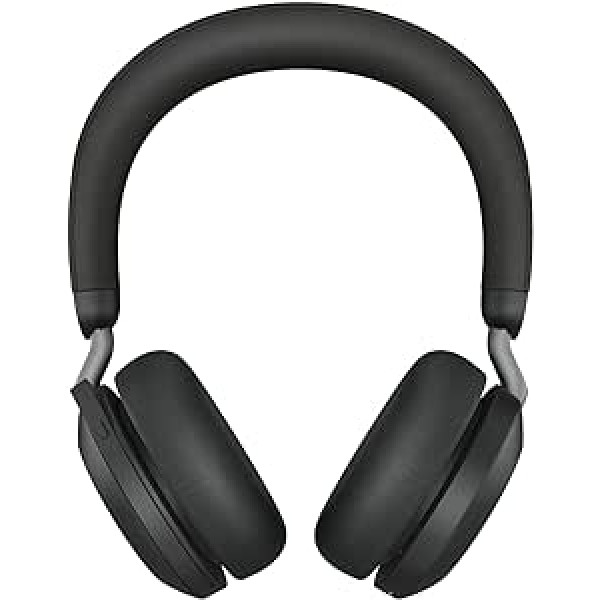 Jabra Evolve2 75 bezvadu datora austiņas ar 8 mikrofonu tehnoloģiju — dubultas putu stereoaustiņas ar uzlabotu aktīvo trokšņu slāpēšanu, USB A Bluetooth adapteri un UC savietojamību — melns