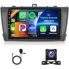 Hodozzy 2G 64G Android Car Radio priekš Toyota Avensis 2009-2015 Radio Carplay Android Car 9 collu skārienekrāns ar navigāciju WiFi Bluetooth HiFi FM RDS Radio 2 DIN ekrāns priekš Avensis, USB atpakaļgaita