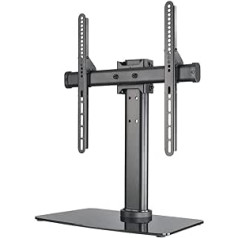 Hama TV-Ständer, neigbar, drehbar, vollbeweglich (für Fernseher von 81-140cm/32-55 Zoll, höhenverstellbar, Grundplatte aus Glas, bis 30kg, VESA bis 400x400) Fernsehständer, TV-Sschwar