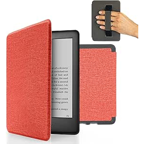 MyGadget futrālis Amazon Kindle Paperwhite 10. paaudzei (2019. gada modelis — J9G29R — 6 collas) ar rokas siksnu un automātiskās miega/modināšanas funkciju — pārvelkams korpuss rozā krāsā