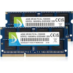 8GB (2x4GB) DDR3 RAM 1600MHz PC3L-12800S SODIMM DDR3/DDR3L 1.35V/1.5V Ne-ECC 204 kontaktų atminties atnaujinimo modulis nešiojamojo kompiuterio nešiojamojo kompiuterio atminties rinkinys Mėlynas