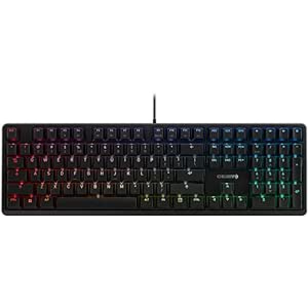 CHERRY G80-3000N RGB mehāniskā spēļu tastatūra ar RGB apgaismojumu, ASV starptautiskais izkārtojums (QWERTY), vadu, oriģinālie CHERRY MX Silent Red slēdži, melns