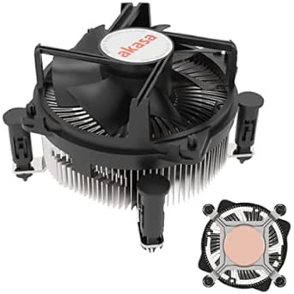 Akasa vara dzesētājs Intel® LGA1700, 90 mm PWM ventilators Core™ i9 procesoriem līdz 125 W TDP, radiators ar vara kodolu, dubulti lodīšu gultņi, AK-CC6606BP01