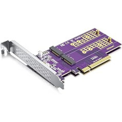 Alwong PCIe 3.0 to NVMe (2) M.2 adapteris M.2 (M Key) SSD, X8, suderinamas su PCIe 3.0 pagrindinėmis plokštėmis ir atgal suderinamas su PCIe 2.0 ir PCIe 1.0