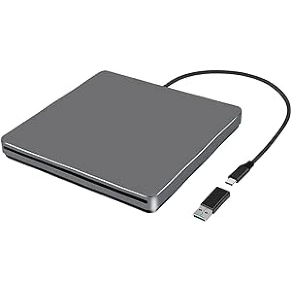 NOLYTH Externes CD DVD Laufwerk USB 3.0 Typ-C, Slot-in CD Laufwerk Extern Plonas DVD Brenner Laufwerk nešiojamam kompiuteriui Windows Desktop Mac MacBook