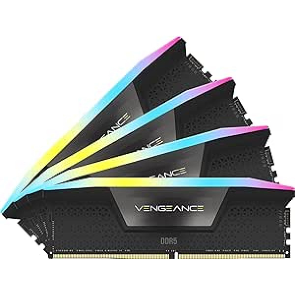 Corsair VENGEANCE RGB DDR5 RAM 64 GB (4 x 16 GB) 6200 MHz CL32 Intel XMP iCUE saderīga datora atmiņa — melna (CMH64GX5M4B6200C32)