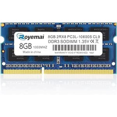 8GB DDR3 1333MHz PC3-10600 Sodimm 2Rx8 1.35V CL9 Non-ECC piezīmjdatora atmiņas moduļa jauninājums priekš MacBook iMac