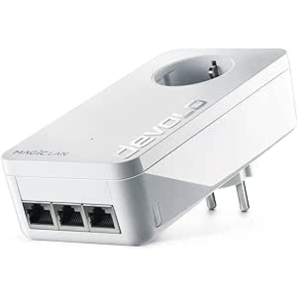 Devolo Magic 2 LAN Triple Adapter for a Stable Home Network with Power Cable, G.hn Technology, 3 Gigabit LAN Ports, White