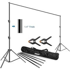 EMART Photo Background Stand 3 x 3.6 m, Adjustable Background System Photography with 2 Background Clips and Carry Bag for Photo Studio, Portrait, Product, Video, Party, Wedding