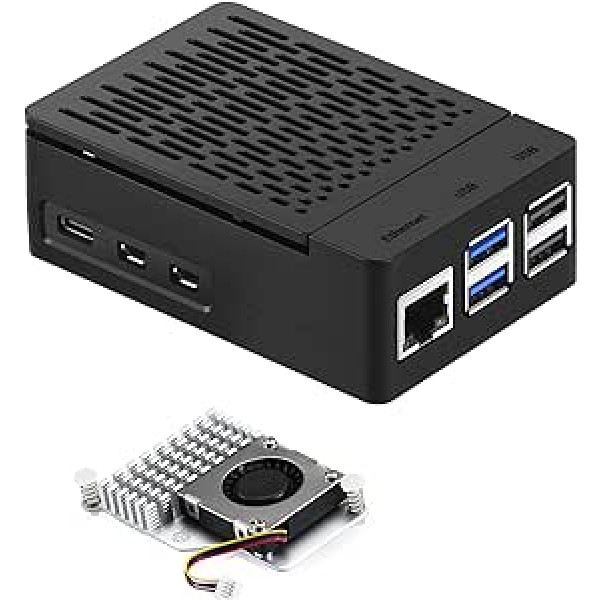 Raspberry Pi 5 futrālis, iUniker futrālis Raspberry Pi ar aktīvo dzesētāju Raspberry Pi 5 radiatoram Raspberry Pi 5 (H5 ar aktīvo dzesētāju)