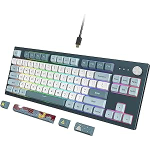 Montech MKey TKL mehāniskā spēļu tastatūra: pielāgojama RGB LED, Premium MDA profila PBT taustiņu vāciņš, karsti nomaināmi Gateron G Brown Pro 2.0 iepriekš ieeļļoti slēdži, Osakas pils tēma, brīvība