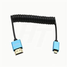 HangTon Micro HDMI uz HDMI 4K 8K Ultra HD kabelis Sony A6500 A7III Canon EOS M R5 R7 GH4 X-T4 Z50 Kamera Atomos Ninja V Monitora tips AD HDMI 2.1 Spirāle 30 cm