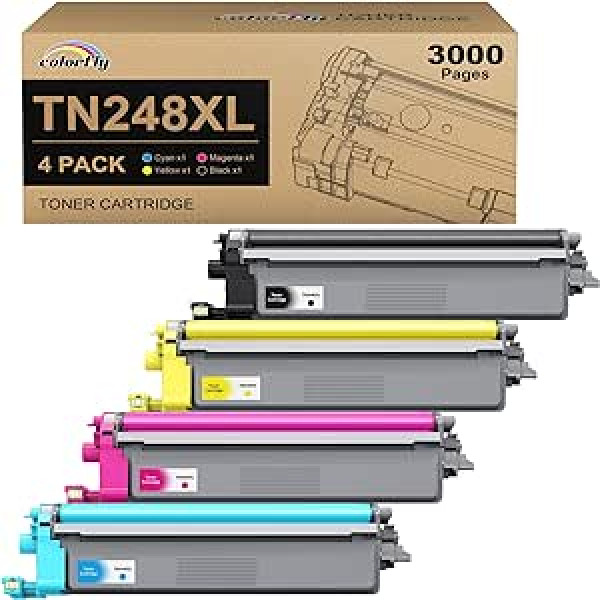 TN248 XL TN248XL CMYK toneris 3000 lapas priekš Brother MFC-L3760CDW DCP-L3520CDWE DCP-L3520CDW DCP-L3560CDW MFC-L8390CDW MFC-L3740CDWE MFC-L3740