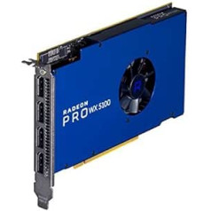 AMD Radeon Pro WX 5100 8GB GDDR5 vaizdo plokštė – 1792 branduolių, 256 bitų, 160 GB/s, PCIe® 3.0 x16, žemo ir aukšto profilio laikiklis, 4x DP į DP adapteris (atnaujintas)