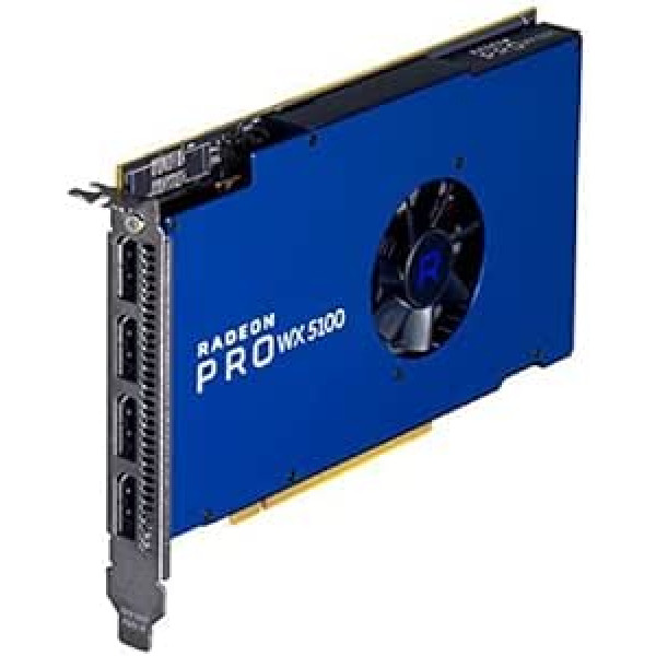 AMD Radeon Pro WX 5100 8GB GDDR5 vaizdo plokštė – 1792 branduolių, 256 bitų, 160 GB/s, PCIe® 3.0 x16, žemo ir aukšto profilio laikiklis, 4x DP į DP adapteris (atnaujintas)