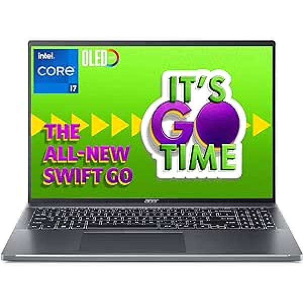 Acer Swift Go (SFG16-71-78CN) Ultrabook/Laptop | 16 Inch 3.2K OLED 120Hz Display | Intel Core i7-1355U | 16 GB RAM | 512 GB SSD | Intel Iris Xe Graphics | Windows 11 | QWERTZ Keyboard | Grey