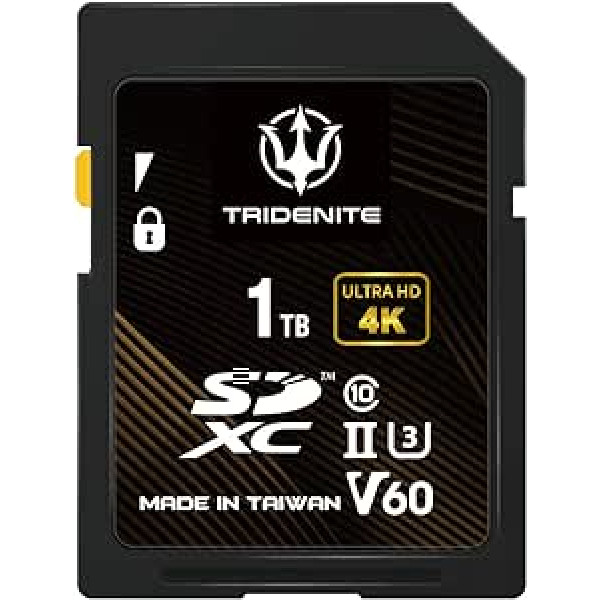 TRIDENITE 1TB SD kartes lasīšanas ātrums līdz 245 MB/s UHS-II U3 V60 4K UHD profesionālā SDXC atmiņas karte