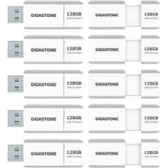 Gigastone Z60 128GB 10-Pack USB 3.2 Gen1 Flash Drive, R/W 120/80MB/s Ultra High Speed Pen Drive, Capless Retractable Design Thumb Drive, USB 2.0 / USB 3.0 / USB 3.1 Interface Compatible