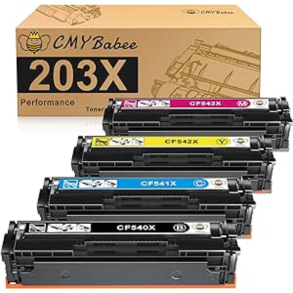 CMYBabee 203X Suderinamas su HP 203X 203 CF540X 203A CF540A, skirtas HP MFP M281fdw Toneris, skirtas HP Color Laserjet Pro MFP M281fdw M281fdn M254dw M254nw M254nw M25c1ndw M24 Pack1 CF542X