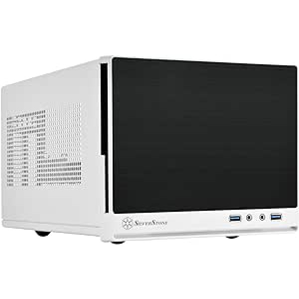 SilverStone SST-SG13WB-Q - Sugo Mini-ITX kompaktes Cube Gehäuse, Plastik-Frontblende mit Faux-Aluminium-Oberfläche, schwarz-weiss