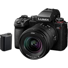 Panasonic LUMIX DC-S5 II bezspoguļa pilna kadra kamera ar 20–60 mm F3.5–5.6 objektīvu, 4K 60p un 6K 30p, pārslēdzams ekrāns, WiFi, hibrīda fāzes AF, aktīvs, ar nomaiņas DMW-BLK22 akumulatoru, melns