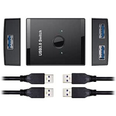 Xiwai USB 3.0 divvirzienu slēdža atlasītājs KVM 2–1 datora koplietošana vai 1–2 centrmezgls tastatūrai, pelei, skenerim, printerim