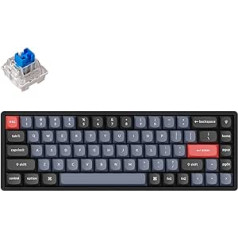 Keychron K6 Pro bezvadu pielāgota mehāniskā tastatūra, QMK programmējams makro, karsti maināms Keychron K Pro zils slēdzis, 65% ASV izkārtojuma alumīnija RGB fona apgaismojuma spēļu tastatūra