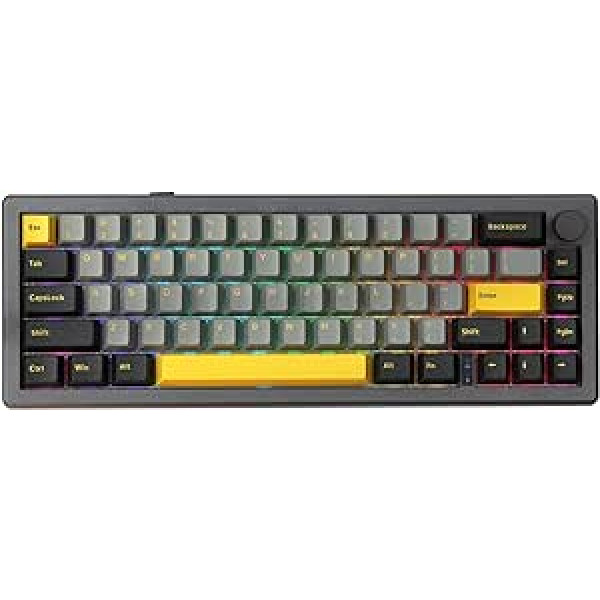 EPOMAKER EK68 65% Gasket NKRO Mechanical Keyboard, Hot Swappable Triple Mode Wired Wireless Gaming Keyboard with 3000 mAh Battery, RGB Backlight for Office/Home/Win/Mac (Budgerigar Switch)