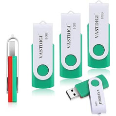 VASTDIGI 8 GB USB zibatmiņa, 5 stieņi, USB zibatmiņa 2.0, 360° drehbar, 8 GB, USB Flash-Laufwerk ar LED for PC, Auto, TV un mehr (8 GB, 5 stūķi)