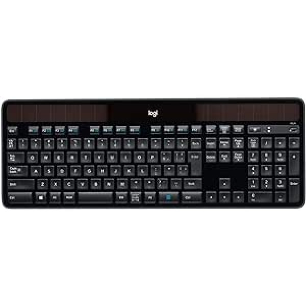 Logitech K750 bezvadu tastatūra, darbināma ar saules enerģiju, 2,4 GHz savienojums, izmantojot USB Unifying uztvērēju, taustiņi ar aizmugurgaismojumu, īpaši šaura un ekoloģiska ražošana, spāņu QWERTY izkārtojums