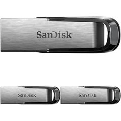 SanDisk Ultra Flair USB 3.0 Flash Drive 32GB (Robust and Elegant Metal Housing, Password Protection, 150MB/s Read) Black, Pack of 3