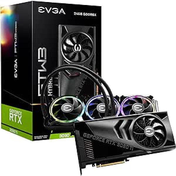 EVGA GeForce RTX 3090 Ti FTW3 Ultra Hybrid Gaming, 24G-P5-4988-KR, 24GB GDDR6X, iCX3, hibrīda dzesētājs, ARGB LED, aizmugures plāksne, bezmaksas e-siksna