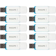 Philips 10 Pack USB Stick 16GB Memory USB 2.0 Flash Drive Snow Edition for PC, Laptop, Computer 10 x 16GB Data Storage Reads up to 21MB/s