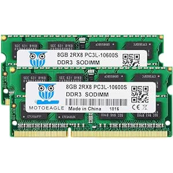 16 GB komplekts (2 x 8 GB) DDR3/DDR3L 1333 MHz SODIMM PC3/PC3L 10600S 8 GB 204 kontaktu bez ECC CL9 2Rx8 divu rangu piezīmjdatora atmiņa