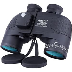 Marine Binoculars 10 x 50 Waterproof with Compass & Rangefinder Military Binoculars HD Anti-Fog Sea Ocean Binoculars for Adults Sailing Cruises Boating Fishing Bird Watching Safari