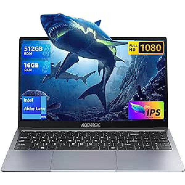 ACEMAGIC nešiojamasis kompiuteris Intel N95 【N5095 baterija, iki 3,4 GHz】, 16 GB DDR4 RAM 512 GB SSD (2 TB plėtinys), 15,6 colio Full HD nešiojamasis kompiuteris, 2,4 G/5G WiFi, BT5.0, Type_C, USB3.2, HDMI Interneto kamera nešiojamojo kompiuterio 