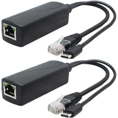 ANVISION 2 x 5 V C tipa USB 48 V līdz 5 V 2,4 A IEEE 802.3af saderīgs 10/100 Mbps PoE sadalītājs