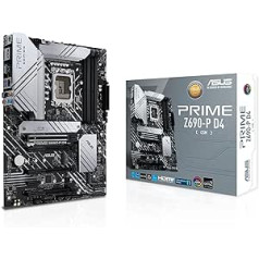 ASUS Prime Z690-P D4 CSM pagrindinės plokštės lizdas Intel LGA 1700 (Intel Z690, ATX, PCIe 5.0, 3X M.2, DDR4, Thunderbolt 4, Aura Sync, 2,5 GB Ethernet)