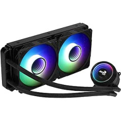 Aerocool MIRAGEL240 šķidruma dzesēšanas centrālais procesors 2 ARGB ventilatori 12 cm TDP 400 W melns