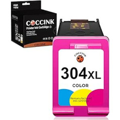 COCCINK 304XL pārbūvētās tintes kasetnes HP 304 XL, kas paredzētas DeskJet 2600 2620 2630 2655 3700 3720 3730 3755 3764 Envy 5010 5020 502 50 20 50 20 1 130 printeri (1 krāsa)